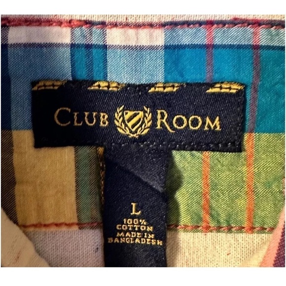 Club Room Long Sleeve Plaid B/D Shirt Sz Large EUC Multicolor Men’s - Picture 6 of 7